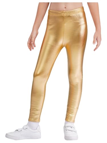 YEAHDOR Kids Girls Metallic Mystique Leggings High Waist Yoga Workout Pants Stretchy Dance Tights Party Wear3