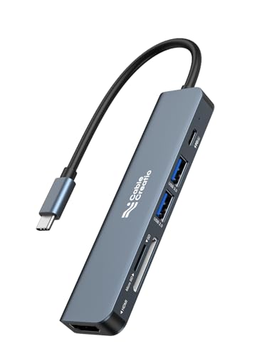 Image of CableCreation 6-in-1 USB C Hub Multiport USB-C Adapter(Lite Series),Type C Docking Station Dongle,4K HDMI Output,USB 3.0 /2.0 Ports,100W Power Delievery,SD /TF Cards Reader for MacBook Pro /Air,Iphone 15