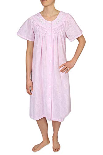 Miss Elaine Women's Short Seersucker Snap Robe & Short Sleeves