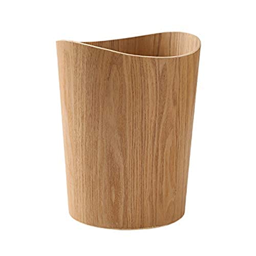 2.3 Gallons Wood Trash Can Wastebasket For Home Or Office, Japanese-Style Natural Wood Round Wastebasket, Lightweight, Sturdy For Under Desk, Kitchen, Bedroom, Den, Hotel, Or Kids Room (Light Wood-B) #TOP7