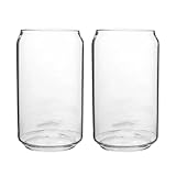 SHINEOFI Vasos de Cristal Multifunción 2 Piezas 400 Ml Resistentes al Calor y Frío para Cerveza y Bebidas Frías Diseño Lata Transparente para Hogar y Bar