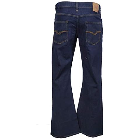 LCJ Denim Men's Super Flare Jeans Stretch Indigo Indie 70s Bell Bottoms (30W 34L) Cover