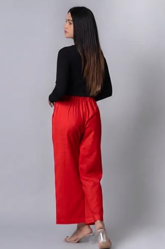 Image of Moirai Pure Cotton Wide Leg Women Trouser Stylish Mid Rise Relaxed Straight Fit Loose Pants Casual Travel Office Formal Wear