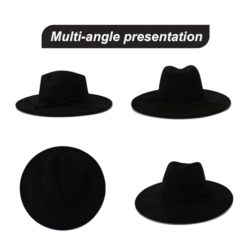 Image of Fedora Hats for Women Man with Big Wide Brim Classic Suede Panama Hat Western Outdoor hat