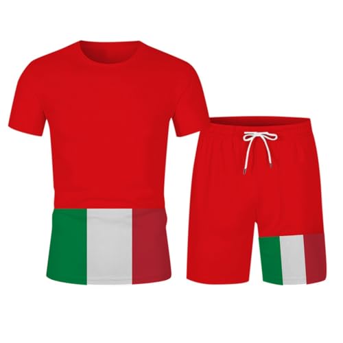 Ensemble homme short et t-shirt rouge idéal pour le jogging matinal ou la détente à la maison
