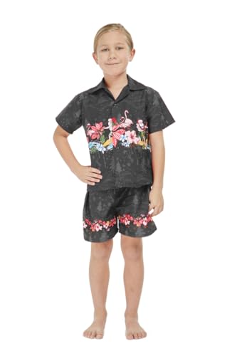 Matchable Family Hawaiian Luau Men Women Girl Boy Clothes in Christmas Santa in Hawaii Black Cross2