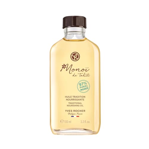 Yves Rocher Aceite de Monoi Tradicional Nutritivo - 97% Monoï Puro - Nutrición e Hidratación Profunda para Piel y Cabello - Fabricado en Francia - Vidrio Reciclable - 100 ml