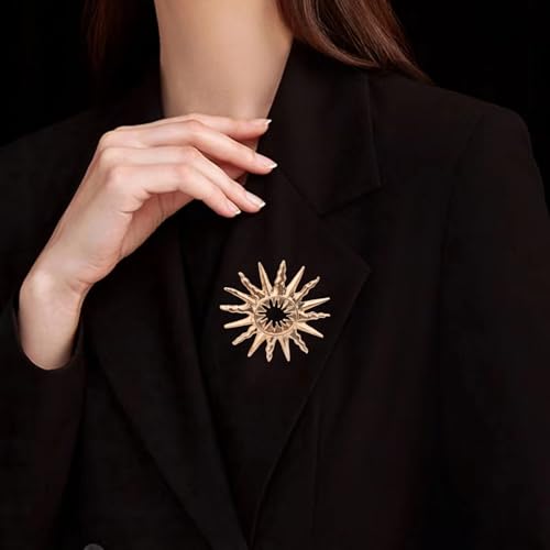Image of MLEPUS Vintage Gold Sun Brooch Pin for Women Men Plated Fashion Dainty Stars Brooches Lapel Pins Hat Bag Dress Accessories Christmas Birthday Holiday Party Jewellery Gift