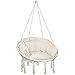 SPRINGOS Balançoire de jardin suspendue avec coussin - Design macramé confortable - Pour l'intérieur et l'extérieur - Beige