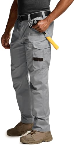 Image of CQR Men's Quick Dry Work Pants, Water Resistant Outdoor Tactical Pants, Lightweight Stretch Cargo Hiking Pants