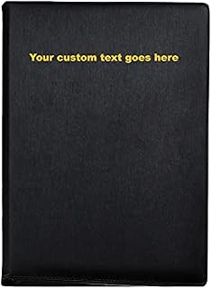 Arpan Personalised Text 48 Pockets 96 Sides A4 Presentation Folder Document File Folder Display Book Portfolio Professional Conference Folder Faux Leather (Black)