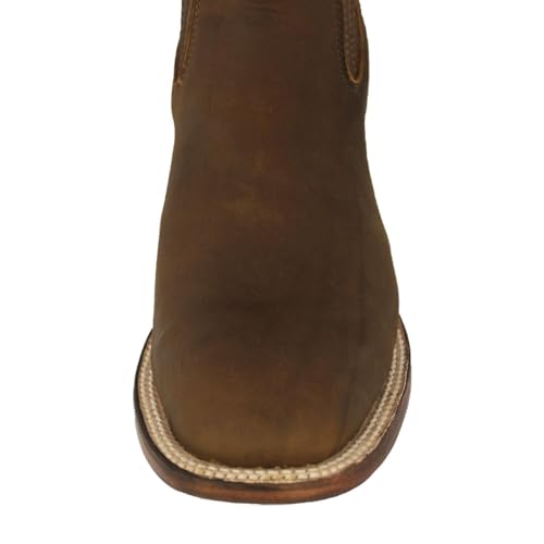 El Presidente Mens Honey Brown Chelsea Ankle Boots Leather Cowboy Western Pull On4