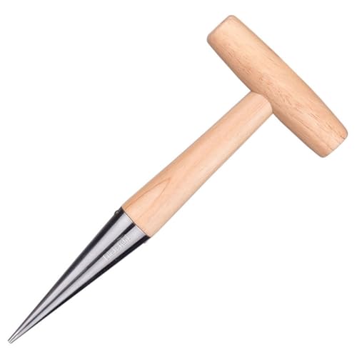 Yardenfun Perforadora de Jardinería de Madera, Plantador Manual Ergonómico Manivela, Herramienta para Sembrar y Fertilizar, Dispensador de Plántulas Portátil para Trasplante y Plantación