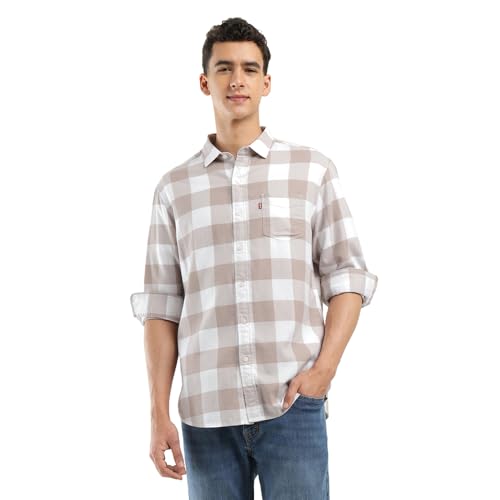 Image of Levi's Men Cotton Checkered Slim Fit Shirt