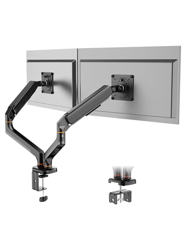 Ibergrif Bras Double Écran PC - Support 2 Moniteurs de 13 à 27 Pouces, Bras à Gaz Réglable en Hauteur, Inclinaison, Rotation de 360°, Charge Max de 9 kg,...