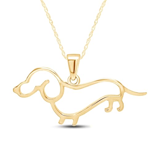 AFFY Dachshund Dog Charm Pendant Necklace In 14k Gold Over Sterling Silver, Elegant Silver Jewelry and Silver Chain 18 Inches Long, Ideal Gifts for Women and Pet Lovers