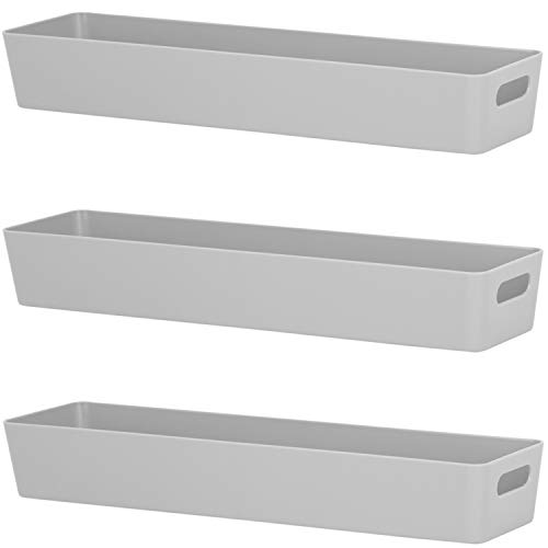 3x Ordnungsboxen - 6 cm hoch - GRAU - 40x10x6cm - 2 Liter - Ordnungskorb -...