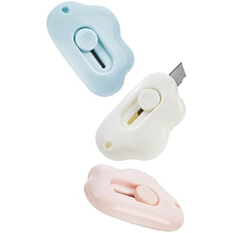 3 Pcs Box Cutter, Box Cutter Retractable, Retractable Box Opener, Package Opener, Easy Slide Retractable Cute Box Cutter for opening daily express boxes, envelopes, packages, paper tapes and more Cover