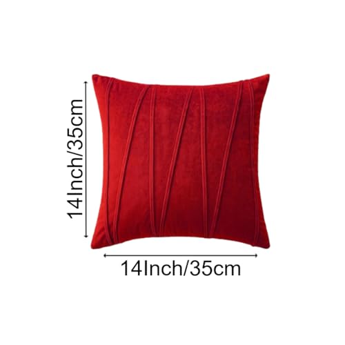 Image of Amazon Brand - Umi Decorative Striped Throw Pillow Covers 14 X 14 Inch,Soft Solid Velvet Pillow Covers Cushion Case with Zigzag Pattern for Sofa Bedroom 35 X 35 Cm (Pack of 5) Red