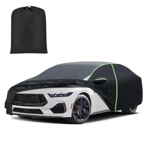 Image of Mixsuper Liner Car Cover for Ford Mustang 1994-2026, Waterproof All Weather Outdoor Protection, Windproof Straps, Zipper Door