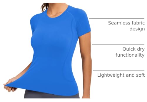 Image of MathCat Seamless Workout Tops for Women, Short Sleeve Compression Athletic Shirts Soft Yoga Gym Tops XS-XL