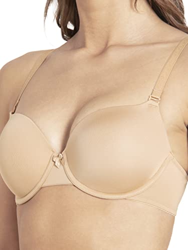 Image of Jockey UL60 Women's Under-Wired Padded Micro Touch Nylon Elastane Stretch Medium Coverage T-Shirt Bra with Detachable Straps