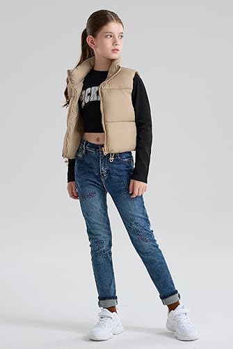 Image of SOLOCOTE Girls Puffy Vest Coat Water-Resistant Warm Winter Sleeveless Kids Jacket for 4-14 Years