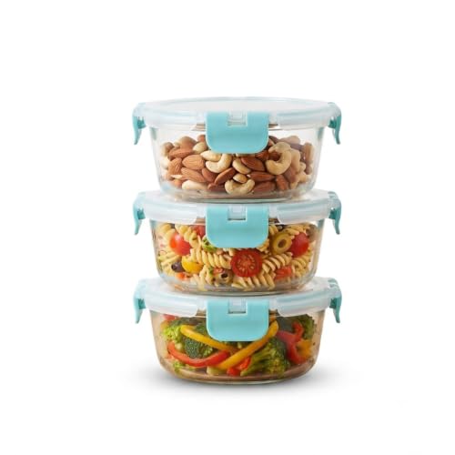 Image of Borosilicate Glass Food Containers with Lids, 430 ml Each, Set of 3 | 100% Food-Safe, Airtight & Leakproof | Microwave, Freezer & Dishwasher Safe for Lunch and Storage