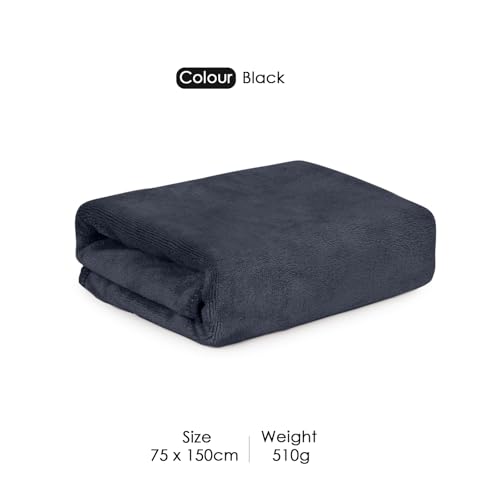 Image of HOUSSE Premium Microfiber Bath Towel - Extra Large 75x150cm Quick Dry Towels for Women Men & Kids | Super Soft Plush 550 GSM | Ultra Absorbent for Home Swimming Sports & Travel (Black)