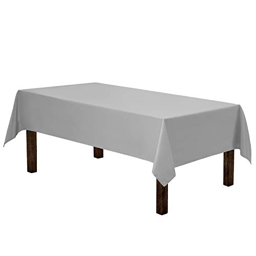 Gee Di Moda Rectangle Tablecloth - 60 x 84 Inch - Silver Rectangular Table Cloth in Washable Polyester - Great for Buffet Table, Parties, Holiday Dinner, Wedding & More