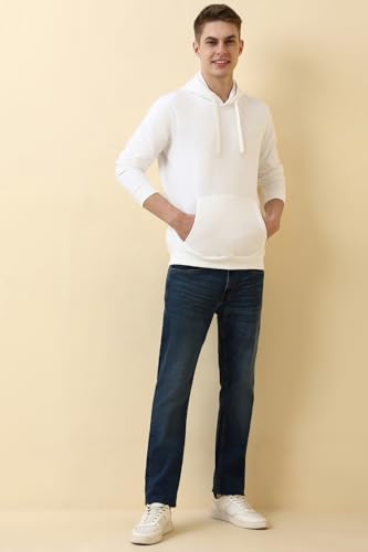 Image of Allen Solly Men's Classic Cotton Solid Hooded Sweatshirt with Kangaroo Pockets