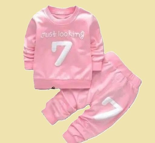 Image of Unisex Baby Long Sleeve Just Looking 7 Parent Top Bottom Clothing Set for Summer Comfort Casual Daily Outfit