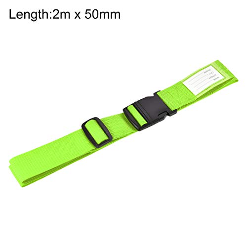 Image of uxcell Luggage Straps Suitcase Belts with Buckle Label, 2x78 2Mx5cm Adjustable PP Travel Bag Packing Accessories, Light Green 4Pcs