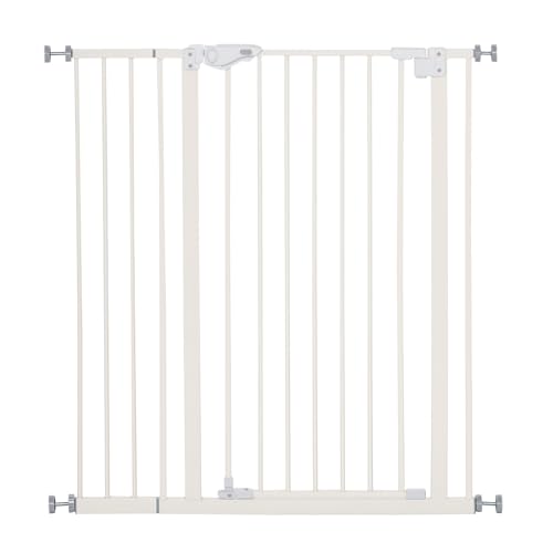 PawHut Cancelletto per Cani con 4 Viti Regolabili e Nastro Adesivo, Cancelletto di Sicurezza in Metallo e Plastica, 86x104.1 cm, Bianco