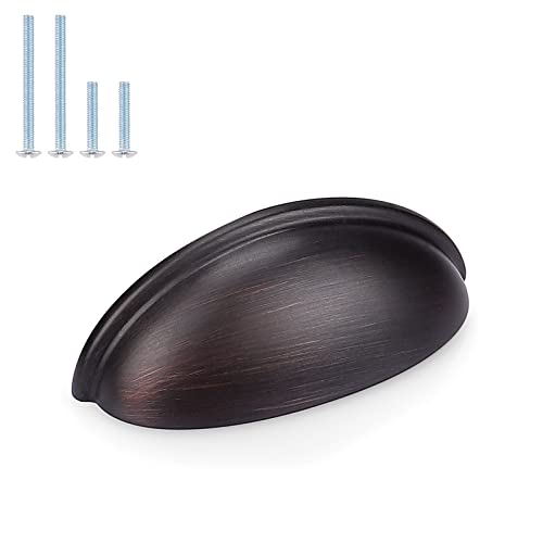 Probrico 12 Pack Oil Rubbed Bronze Cabinet Pulls Bin Cup Drawer Handles, Cabinet Cup Handles 3 Inch Holes Drawer Handles and Knobs, Kitchen Cabinet Hardware