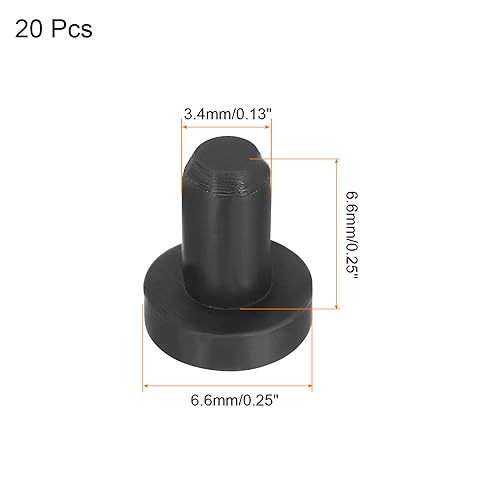 Image of uxcell High Temp Silicone Plug Mount Dia 3.4mm /0.13 inch T Shaped Solid Rubber Stopper Hole Plugs for Powder Coating Plating Waterproof Sealing Plugs Black Pack of 20(OD 6.6mm)