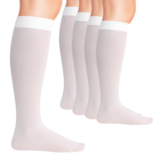 Image of 2 Pairs Knee High Anti Embolism Medical Compression Stockings - Unisex Ted Graduated Moderate Compression [15-20 mmHg] Hose Socks with Inspection Hole and Non Slip Top Band - for Support, Circulation & Pressure