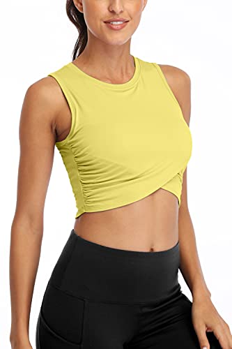 Image of Sanutch Yoga Crop Tops Dance Tops Fitted Workout Crop Tops Yoga Tank Tops Athletic Sports Shirts for Women