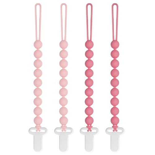 Image of Pacifier Clips Baby Girls - Draklary 4 Pack Paci Clip Silicone Soothe Baby Binky Holder for Newborn Essentials Shower Birthday Gift