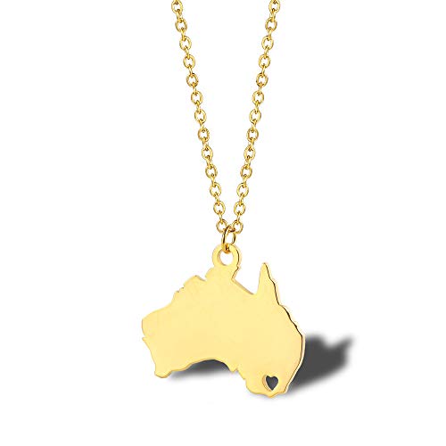 Preisvergleich Produktbild YDMSGSB Anhänger Halskette Australien Nationale Karte Einfache Beschichtung K Gold Damen Schlüsselbein Kette Titan Stahl Zubehör Paar Geschenk Schmuck