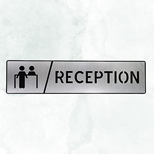 Image of CVANU 1pc Silver Acrylic RECEPTION Self-Adhesive Sign Board for Office /Hospital /Cafe Sign Board c80