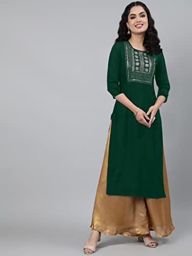 Image of Femvy Women's Rayon Solid Regular Kurti