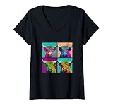 Photo Gallery donna scozzese highland mucca pop art design illustrazione colorato maglietta con collo a v Photo Gallery donna scozzese highland mucca pop art design illustrazione colorato maglietta con collo a v
