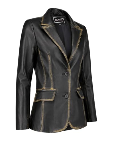Image of Jild Classic Style Leather Blazer Women - Casual Coat Leather Jacket Women