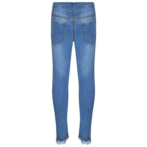 Kids Girls Skinny Stretchy Denim - Girls Jeans Ripped GJ01 Light Blue 13-142