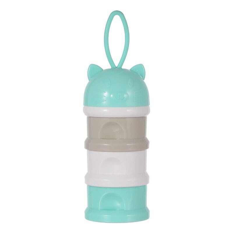 3 Layer Cute Bear Portable Baby Food Milk Powder Storage Box Travel Container (Sea Green Multicolour)-image-15