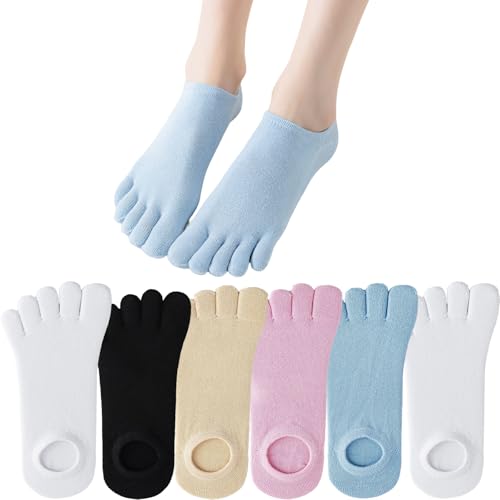 Errshing 6 Paia Calzini con Dita Separate Donna, Rete Cotone Calze con Dita Separate Donna Traspirante Calzini da Donne a 5 Ditas Corti Calze (IT, Numero, 35, 40, Multicolore)