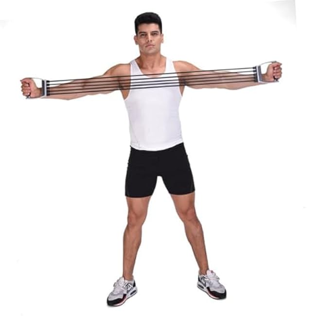 FAVOMOTO 1Pc Spring Chest Expander Fitness Equipment Elastic Resistance Rope for Strengthening Chest Arms and Shoulders Durable Design with Ergonomic Handles Portable