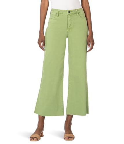 KUT from the Kloth Women's Meg High-Rise Fab Ab Wide Leg Raw Hem in Fire