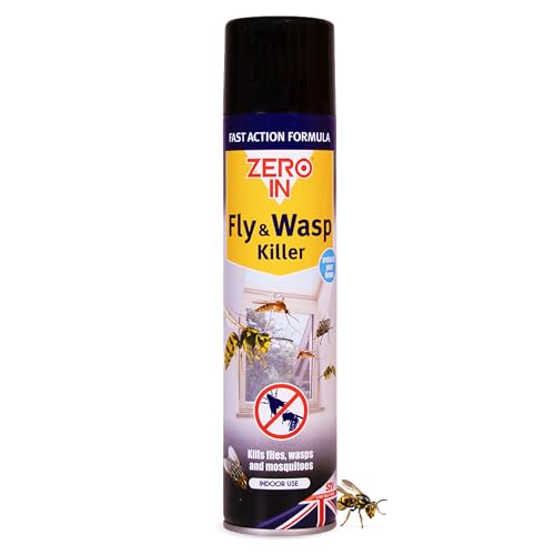 Zero in Fly and Wasp Killer - 300 ml Aerosol, Controls Flying Insects and Bugs in The Home, Ready-To-Use, Fast Action Formula, Instand Knockdown of Flies, Waps and Other Flying Insects